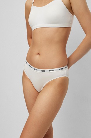 Regular-rise viscose briefs with logo waistband