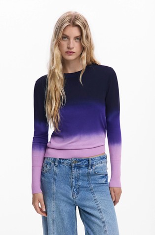 Tanek pulover z učinkom bledenja barv
