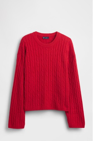 CashSoft Cable-Knit Crewneck Sweater