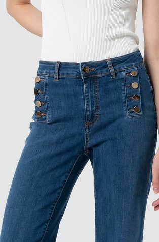 FRACOMINA Regular denim pant with buttons Blue 4