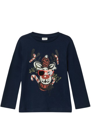 Bombažna majica z božičnim potiskom in bleščicami