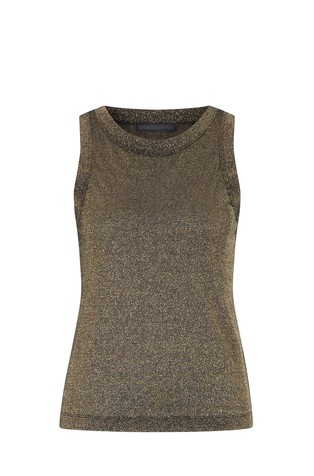 Slim fit majica brez rokavov iz viskozne mešanice z lurexom