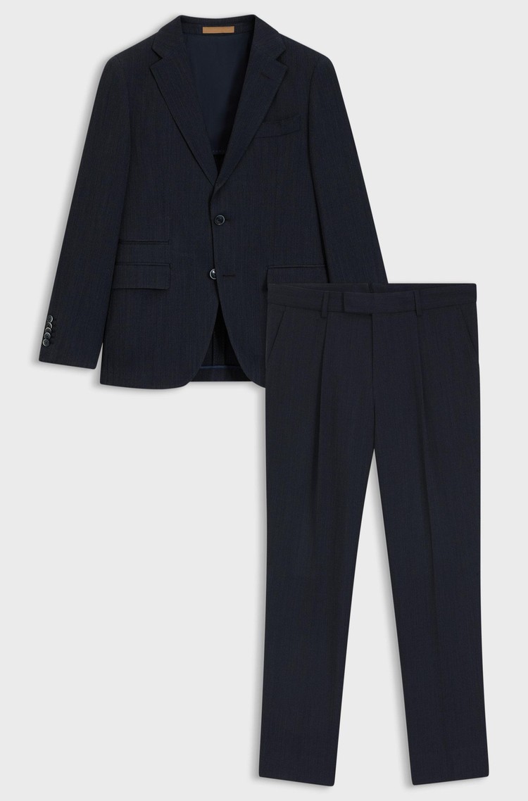 HUGO BOSS Slim-fit suit in virgin wool and silk Dark Blue 