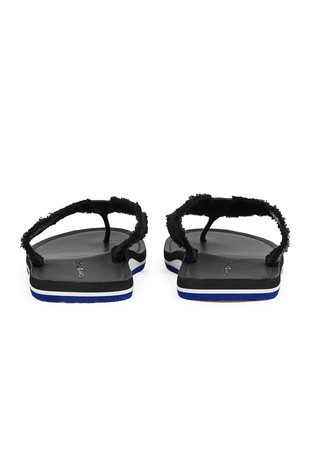 TOMMY HILFIGER Platnene japonke z logotipom Črna - Black 3