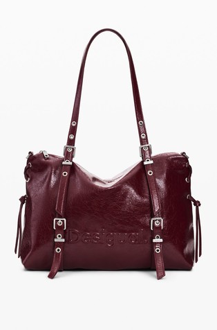Večja shopper torba iz svetlečega umetnega usnja