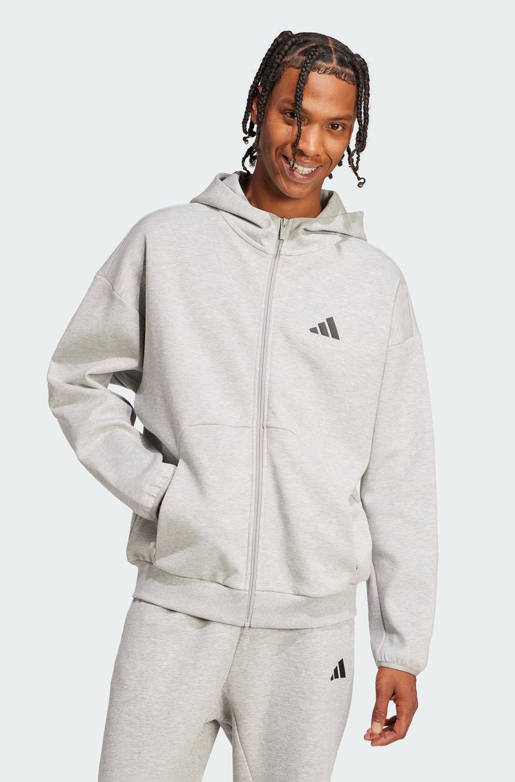 ADIDAS Future Icons Small Logo Full-Zip Hoodie Gray 