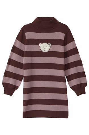 Knitted dress with plush appliqué