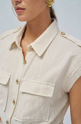 SALSA JEANS Kombinezon iz lahkotnega liocela Bež - Beige 5