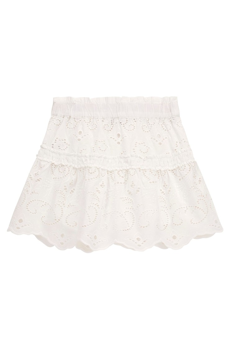 GUESS Mini krilo z broderie anglaise vezeninami Bela - White 