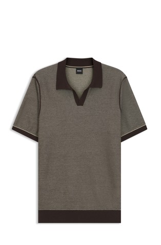 Cotton-blend knit short-sleeved polo