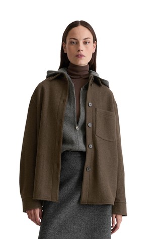 Oversized fit srajčna jakna iz viskoze in volne