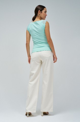 SALSA JEANS Sleeveless top with lace embroidery Aqua Green 3