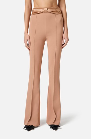 Crêpe trousers with satin bow