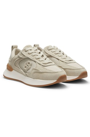 Suede trainers with Double B monogram