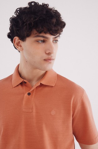 SPRINGFIELD Regular fit piké polo majica s kratkimi rokavi Oranžna - Orange 4