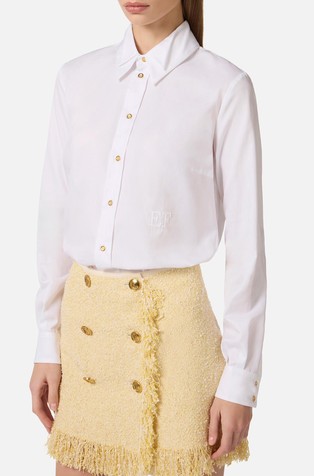 Bombažna srajca z dvojnim ovratnikom in logo vezenino