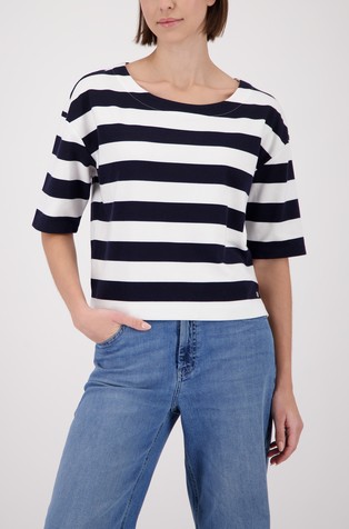 Črtasta majica s kratkimi rokavi iz bombažne mešanice