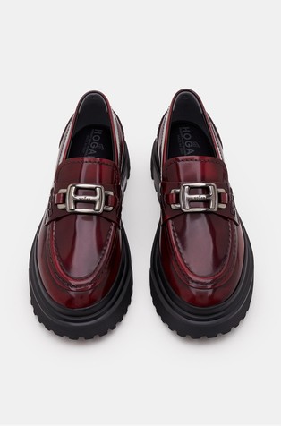 HOGAN Usnjeni loafer čevlji Rdeča - Red 4