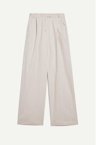 Pinstriped wide-leg cotton trousers