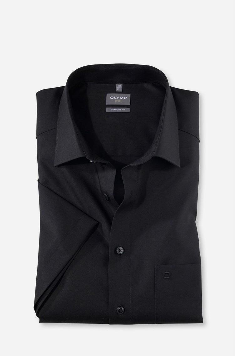 OLYMP Luxor comfort fit cotton short-sleeved shirt Black 