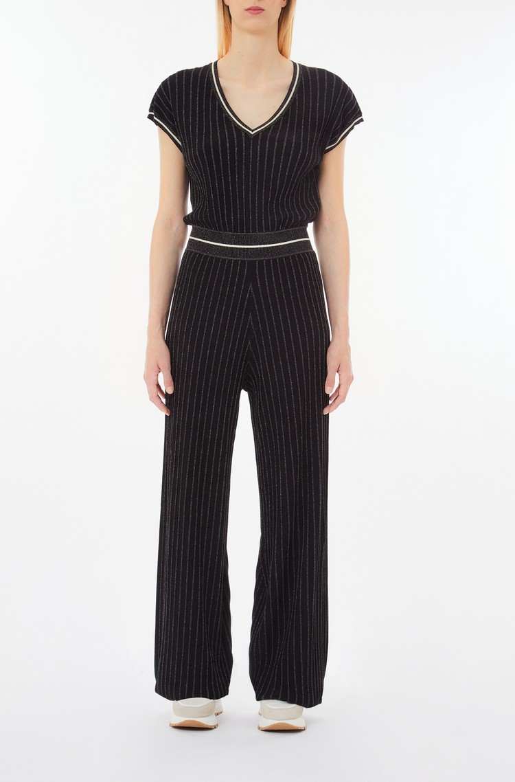 LIU JO Viscose and lurex®-blend knit jumpsuit Black 