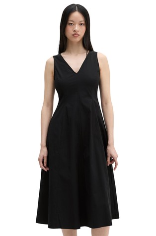 Sleeveless dress in stretch poplin