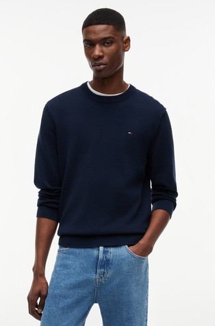 Slim fit pleten bombažen pulover