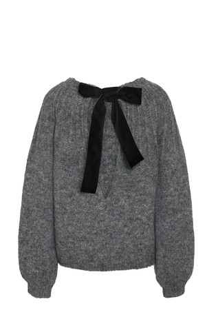 NOISY MAY NMSUTTON pleten pulover s pentljo zadaj Siva - Dark Grey Melange 2