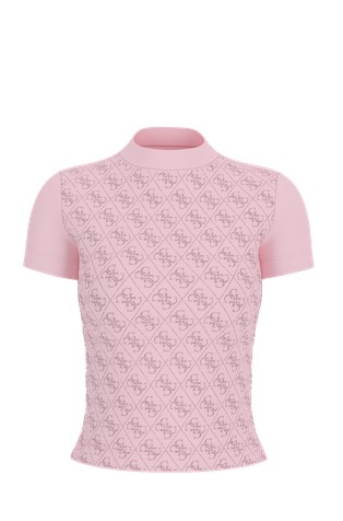 Majica iz raztegljivega bombaža z okrasnimi kamenčki