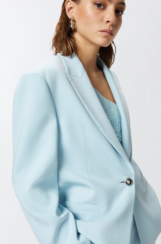 PINKO Regular fit single-breasted blazer in viscose Blue 4