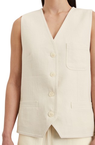 MARC O'POLO Tailored vest made from a linen-viscose mix Beige 3