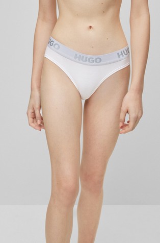 HUGO BOSS Stretch-cotton briefs with logo waistband White 3