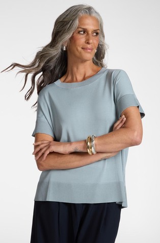 Viscose blend sweater with short kimono sleeves