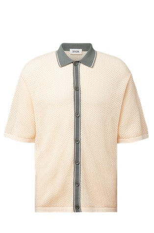 Relaxed fit pletena srajca s kratkimi rokavi