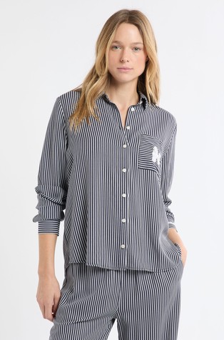 Hilda črtast zgornji del pižame z vezenino