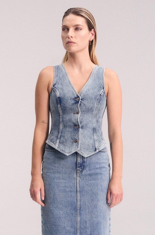 Izakova x lunilou Cassia Denim Gilet