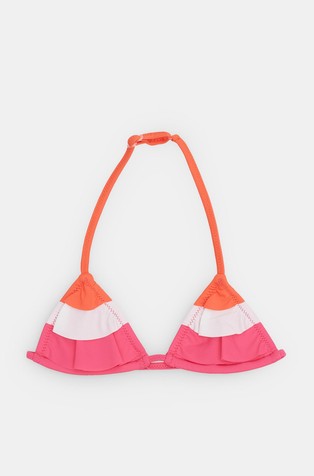 BENETTON Triangle bikini with flounces in ECONYL® Pink/White/Orange 2