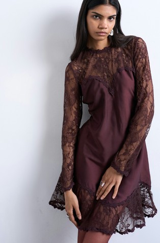 TSESTER mini dress in satin and lace