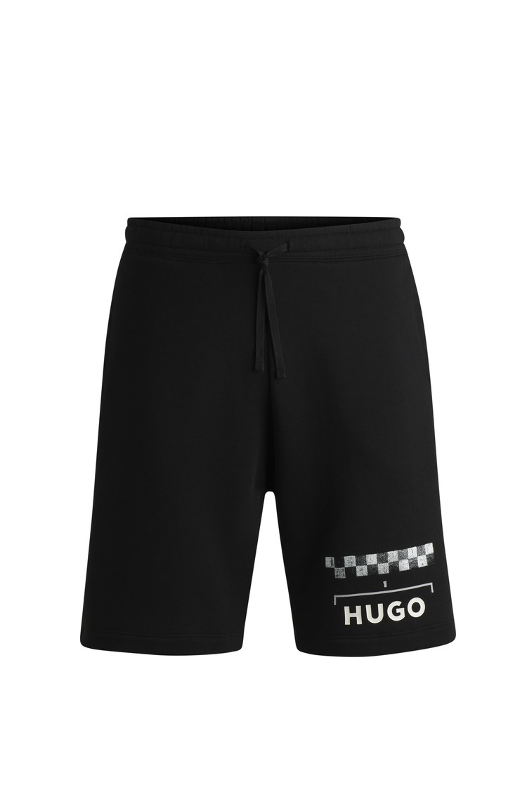 HUGO BOSS Cotton-blend shorts with print Black 
