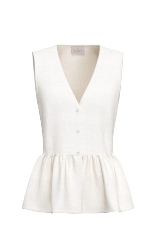 Bluza iz mešanice viskoze in lana z naborkom