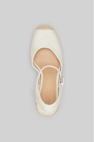 RALPH LAUREN Robby platneni sandali s polno peto z zasnovo espadril Bela - White 4