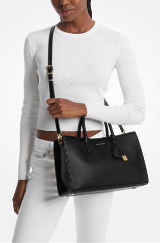 MICHAEL KORS Scarlett usnjena torbica za čez ramo Črna - Black 3