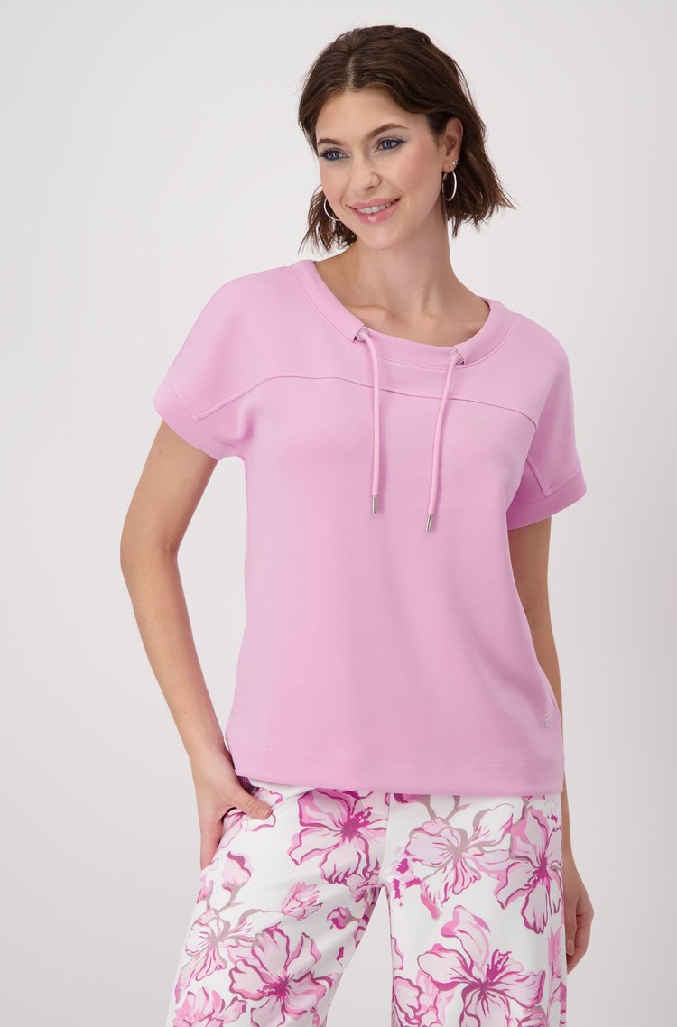 MONARI Short sleeved sweatshirt with drawstring Pink 