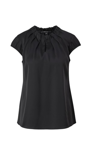 COMMA Satenasta bluza z nabranim ovratnikom Črna - Black 4