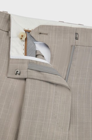 HUGO BOSS Regular-fit striped trousers in wool and silk blend Beige 5