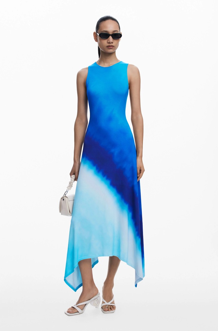 DESIGUAL Sleeveless dress in stretch viscose Blue 