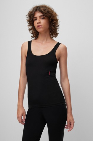 HUGO BOSS Two-pack of stretch-cotton vests with vertical logos Black 2