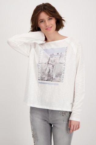 Cotton long sleeve shirt with print