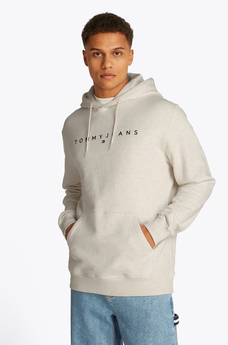 TOMMY HILFIGER Logo pulover s kapuco Bež - Light Beige 