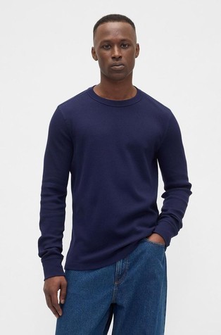 Waffle-Knit Crewneck T-Shirt